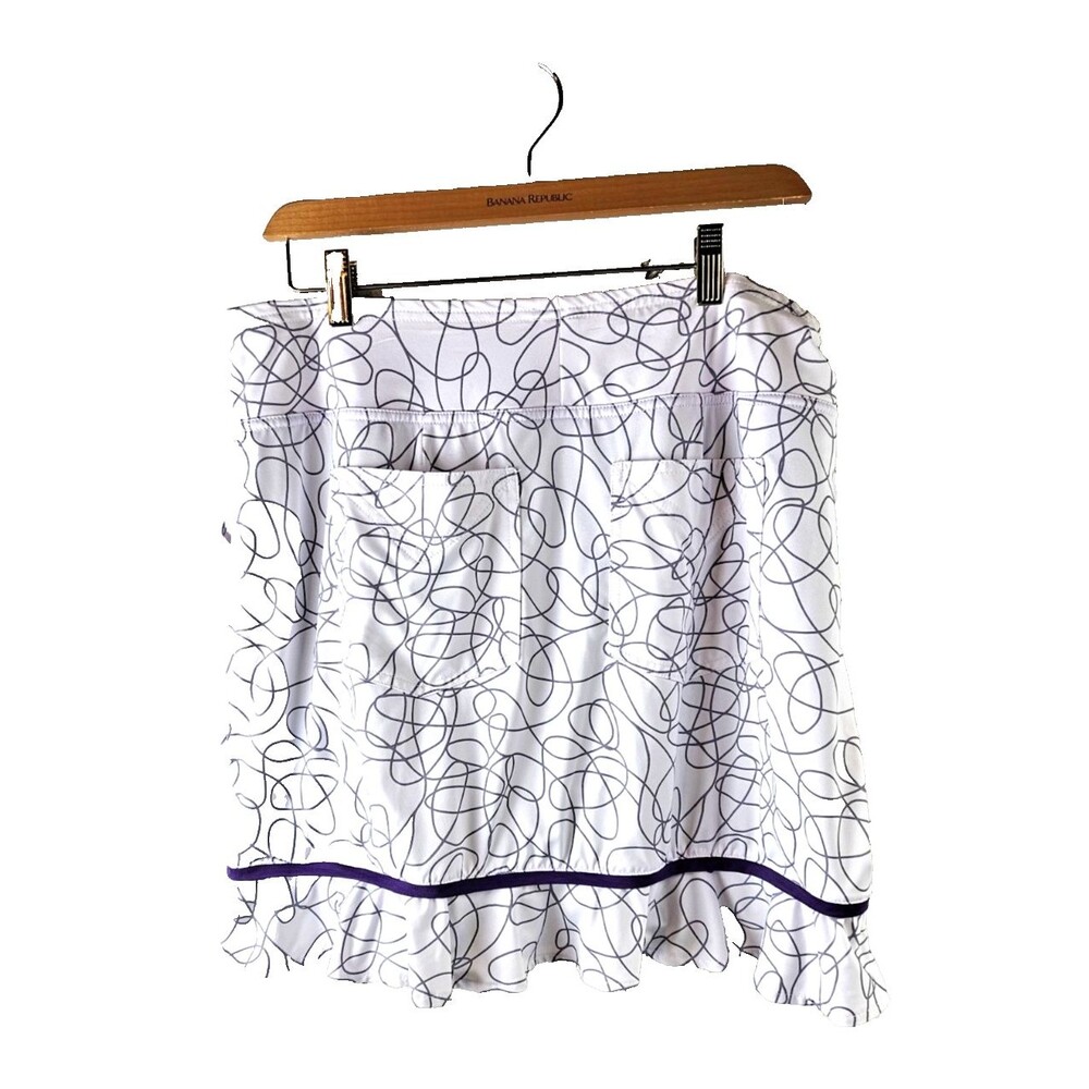 JoFit Golf Tennis Skirt Women's sz L White & Purple Skort Sporty